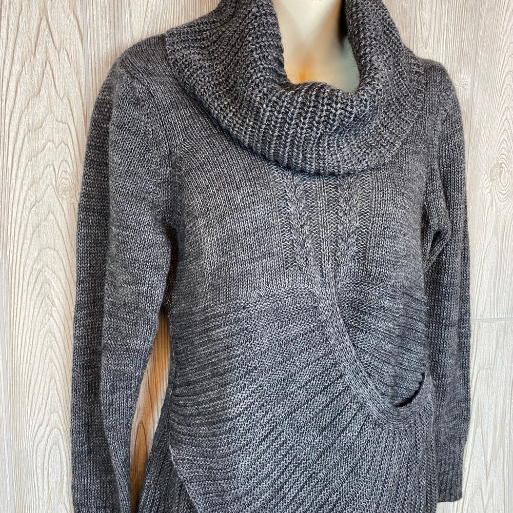 Twins Made in‎ Italy Cowl Neck Alpaca Wool Blend Sweater Gray M